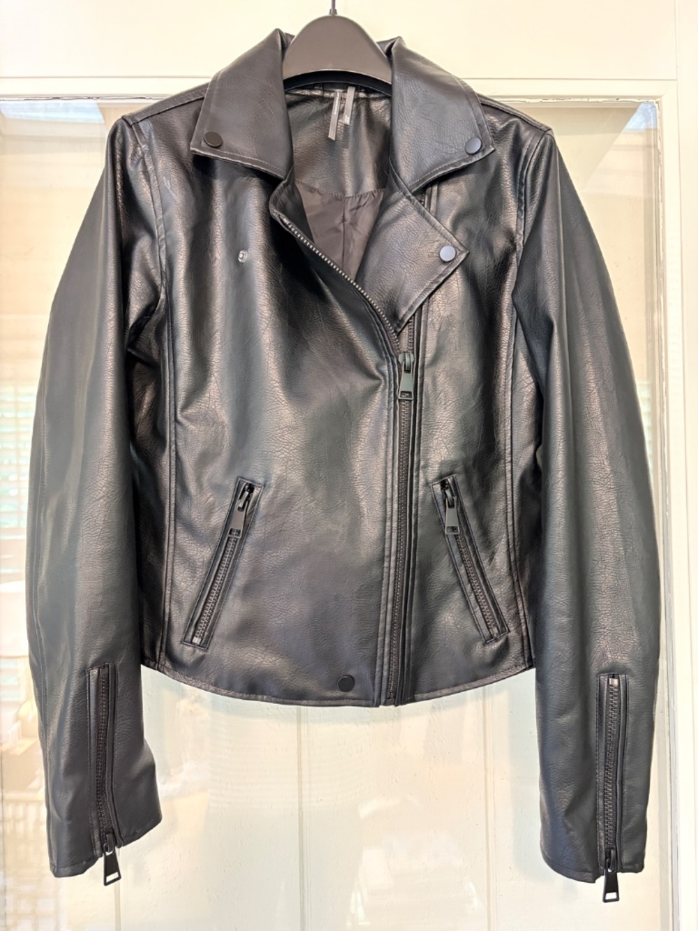 The Saige Faux Leather Moto Jacket By Anthropologie Black Women's Small